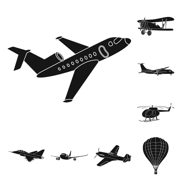 Vektordesign von Flugzeug und Transportschild. Sammlung von Flugzeug- und Himmelsvektorillustrationen. — Stockvektor