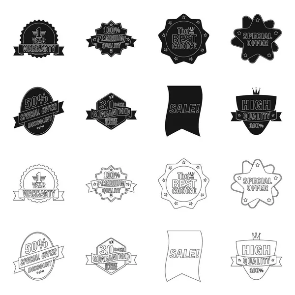 Vector design of emblem and badge symbol. Set of emblem and sticker stock symbol for web. — Stock Vector