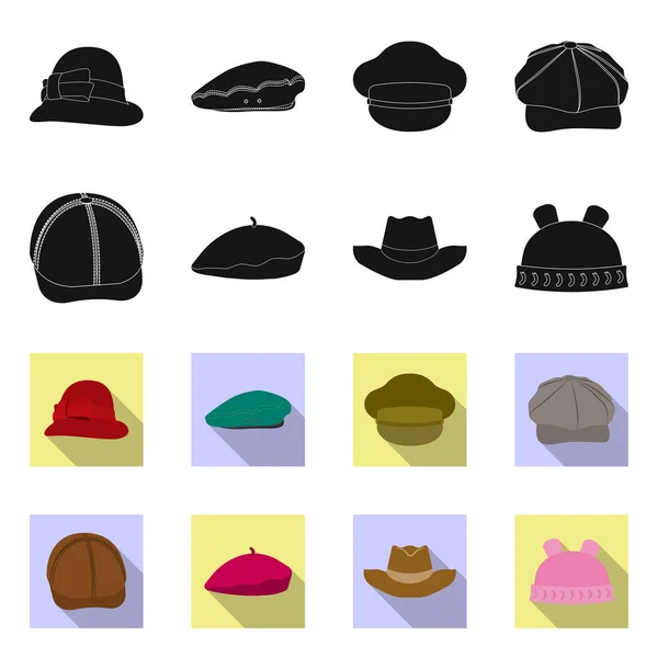 Objeto aislado de casco e icono de la tapa. Conjunto de sombreros y accesorios stock vector ilustración . — Archivo Imágenes Vectoriales