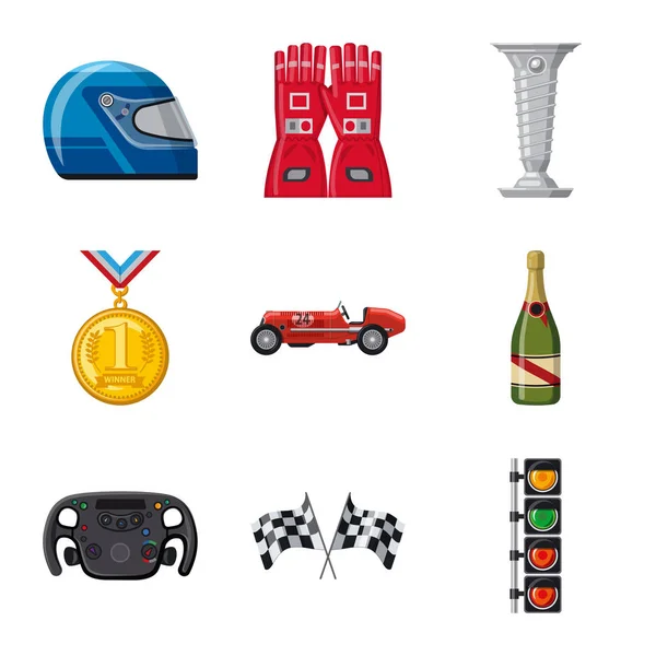 Vektor-Design von Auto und Rallye-Ikone. Sammlung von Auto- und Rennaktiensymbolen für das Web. — Stockvektor