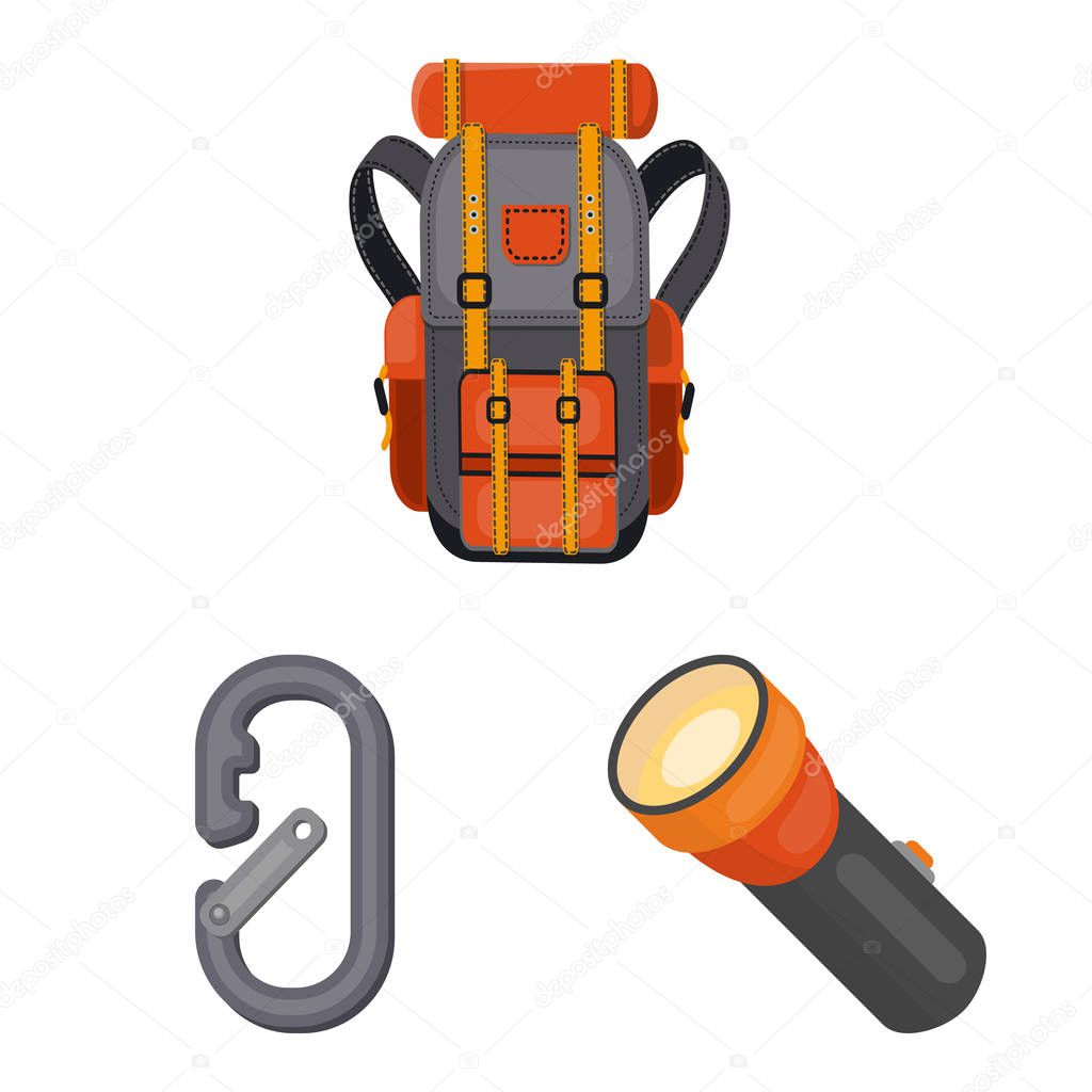 Isolated object of mountaineering and peak icon. Collection of mountaineering and camp vector icon for stock.