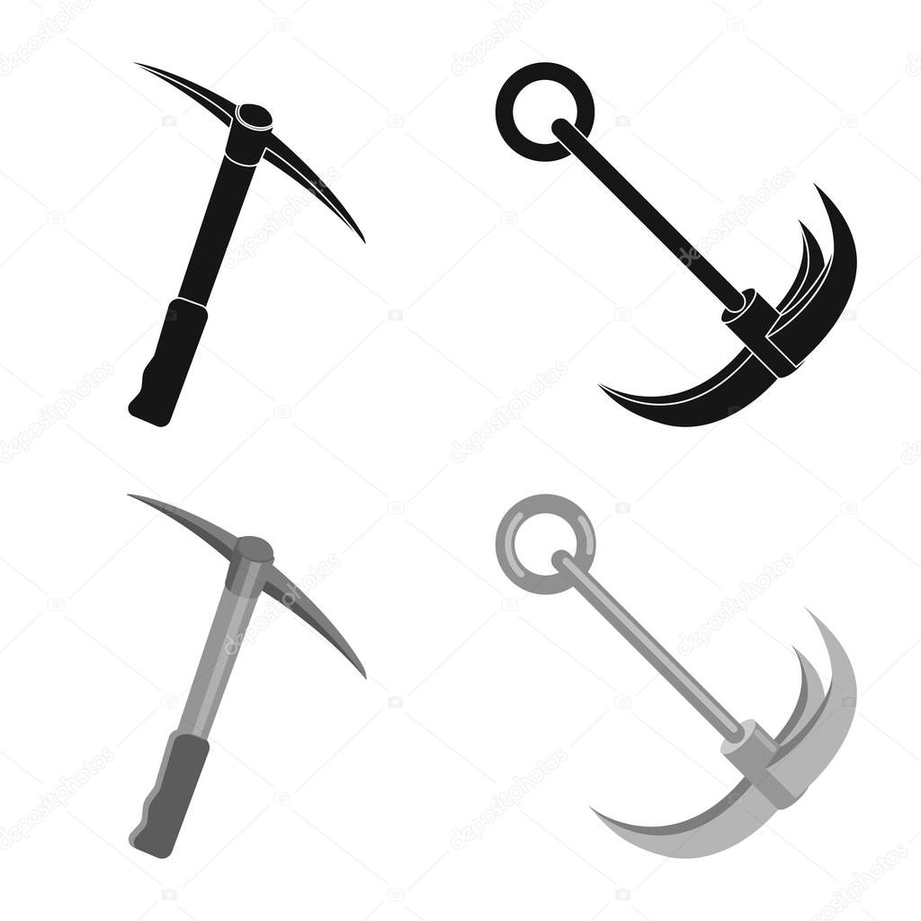 Isolated object of mountaineering and peak icon. Collection of mountaineering and camp stock symbol for web.