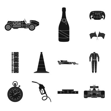 Araba ve ralli işareti yalıtılmış nesne. Araba ve yarış hisse senedi simgesi web için kümesi.