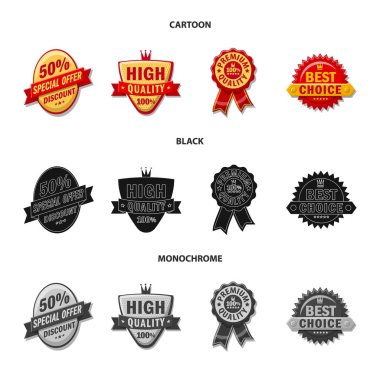 İllüstrasyon işareti amblemi ve rozet vektör. Amblem ve etiket hisse senedi simgesi için web topluluğu.