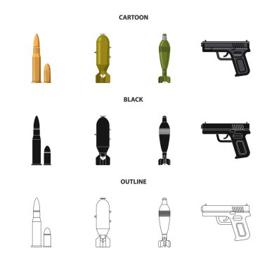 Silah ve silah işareti illüstrasyon vektör. Silah ve ordu hisse senedi vektör çizim topluluğu.