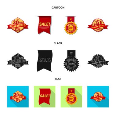 Amblem ve rozet logosu yalıtılmış nesne. Hisse senedi için amblem ve etiket vektör simge topluluğu.