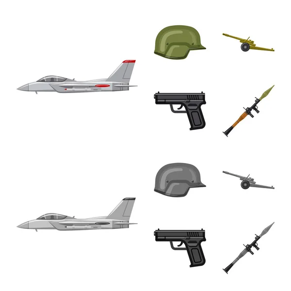 Objeto aislado de arma y logo de arma. Conjunto de armas y ejército símbolo de stock para la web . — Vector de stock