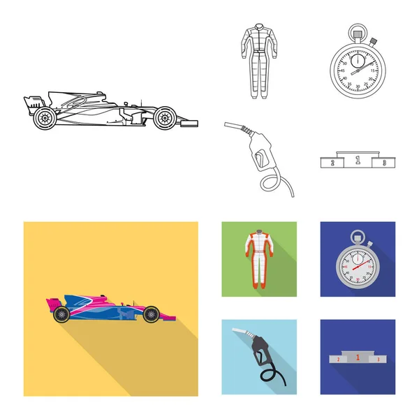 Vektorové ilustrace auto a rally loga. Sada auto a závod vektorové ilustrace. — Stockový vektor