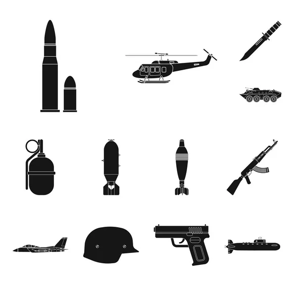 Oggetto isolato di arma e simbolo della pistola. Set di armi e icone vettoriali dell'esercito per magazzino . — Vettoriale Stock