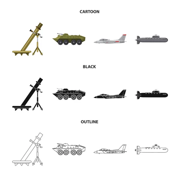Vektor-Design von Waffe und Waffensymbol. Set von Waffen und Armee Lager Vektor Illustration. — Stockvektor