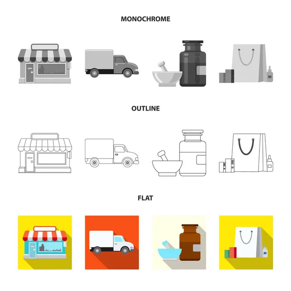 药房和医院标志的孤立对象。药房和商业股票矢量图的收集. — 图库矢量图片
