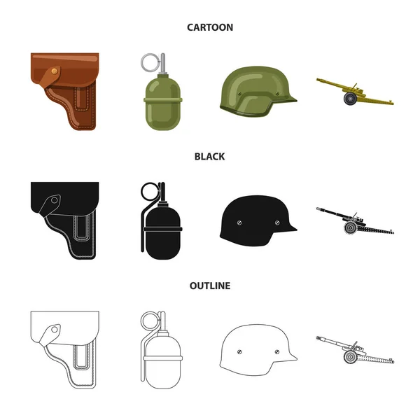 Diseño vectorial del arma y el icono de la pistola. Conjunto de armas y ejército icono de vector para la acción . — Vector de stock