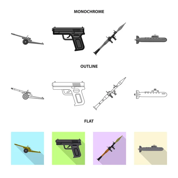 武器や銃のロゴのベクター デザイン。Web の武器と軍隊のストック シンボルのコレクション. — ストックベクタ