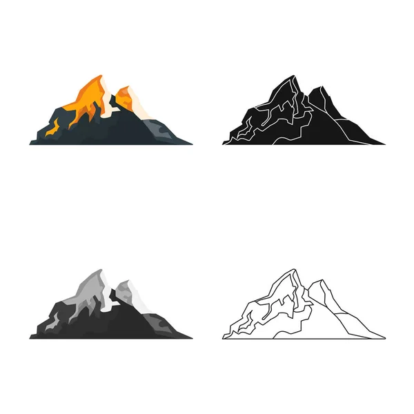登山とピークのロゴをベクター デザイン。登山やキャンプのセット ストックのベクトル アイコン. — ストックベクタ
