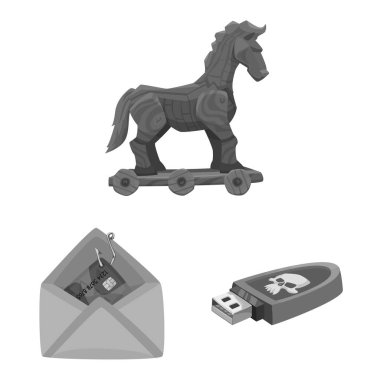 Virüs ve güvenli simge vektör Illustration. Virüs ve siber hisse senedi simgesi için web topluluğu.