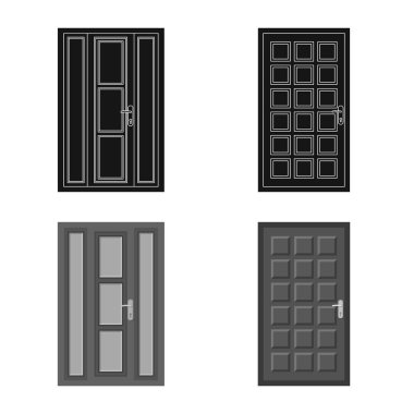 Kapı ve ön sembol yalıtılmış nesne. Kapı ve ahşap stok vektör çizim koleksiyonu.