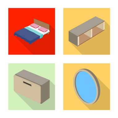 Yatak odası ve oda logo vektör tasarımı. Yatak ve mobilya hisse senedi vektör çizim topluluğu.