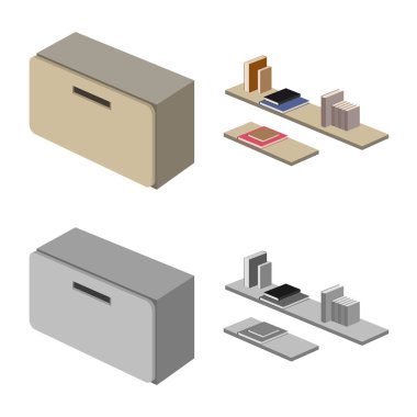 Yatak odası ve oda logo vektör Illustration. Hisse senedi için yatak ve mobilya vektör simge topluluğu.