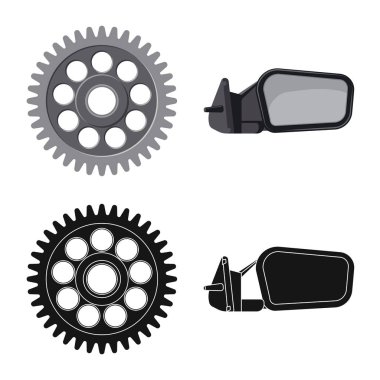 Otomatik ve bölümü simge vektör çizim. Oto, araba hisse senedi simgesi için web topluluğu.