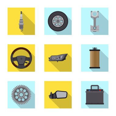 Otomatik ve bölümü simge vektör tasarımı. Hisse senedi için oto, araba vektör simge topluluğu.