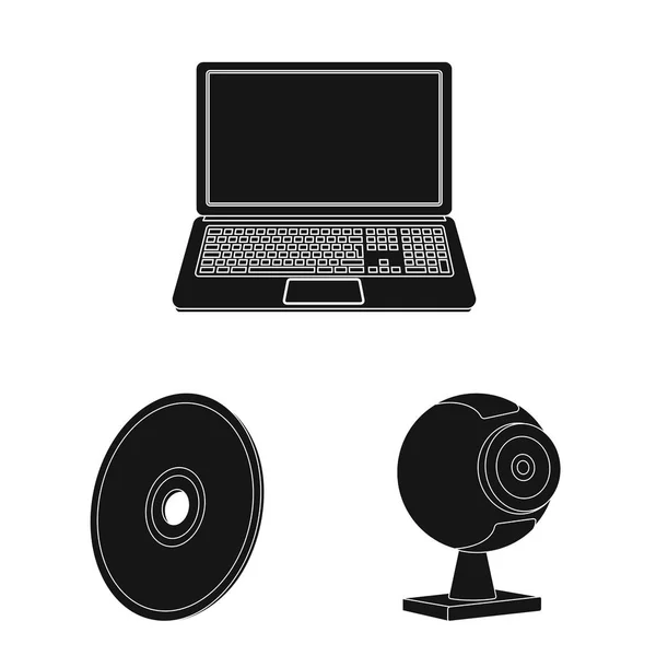 Conception vectorielle de l'ordinateur portable et logo de l'appareil. Collection d'ordinateur portable et le symbole stock serveur pour le web . — Image vectorielle