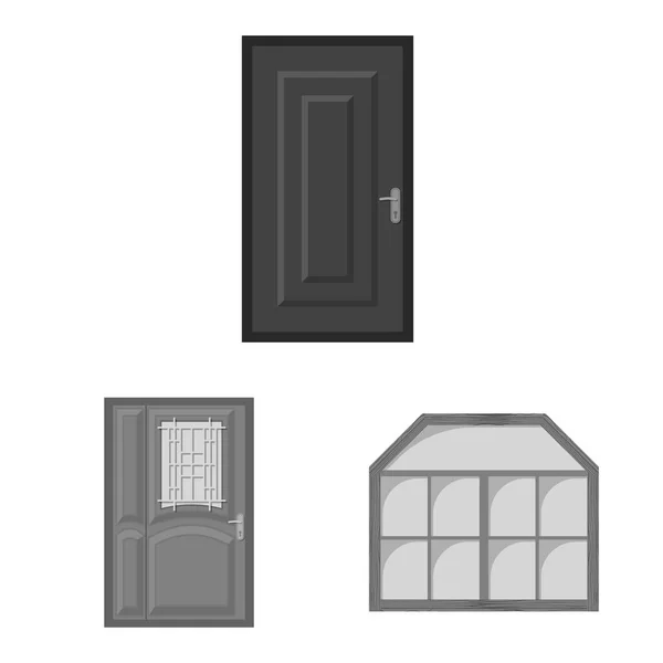 Vektor design dörr och främre skylt. Samling av dörren och trä aktiesymbol för webben. — Stock vektor