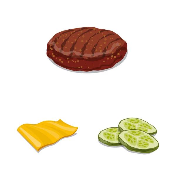 Diseño vectorial de hamburguesa y logo sándwich. Conjunto de hamburguesa y el icono de vector de rebanada para stock . — Vector de stock