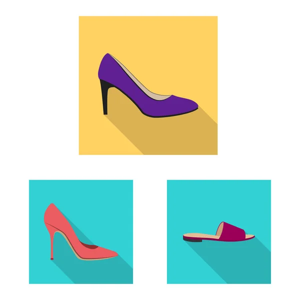 履物および女性のアイコンのベクター イラストです。Web 用の靴と足の銘柄記号のコレクション. — ストックベクタ