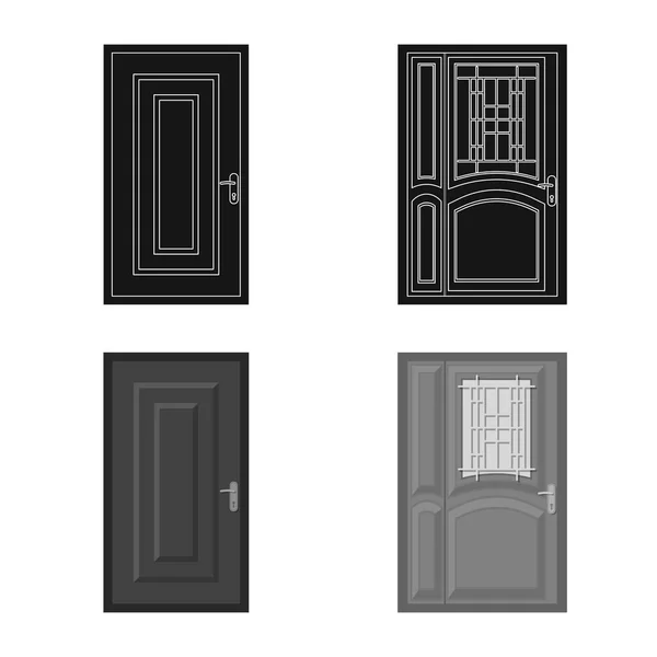 Diseño vectorial de la puerta y el icono frontal. Conjunto de puerta e icono de vector de madera para stock . — Vector de stock