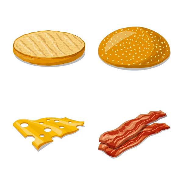 Desain vektor dari burger dan tanda sandwich. Set dari burger dan slice stock vector ilustrasi . - Stok Vektor