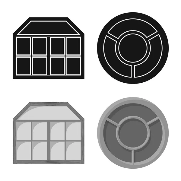 Vectorillustratie van deur- en voorkant logo. Set van deur en houten voorraad vectorillustratie. — Stockvector