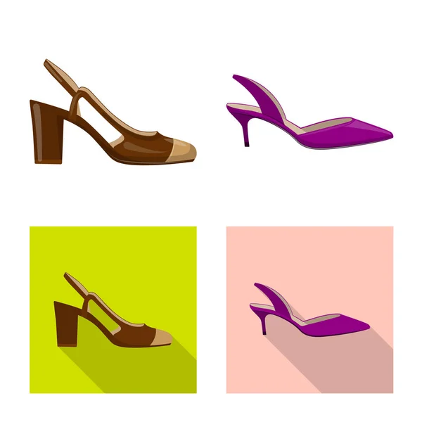 鞋类和女性图标的孤立对象。鞋类和足部股票矢量图集. — 图库矢量图片
