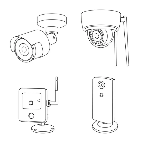 Diseño Vectorial Cctv Icono Cámara Conjunto Cctv Sistema Ilustración Vector — Vector de stock