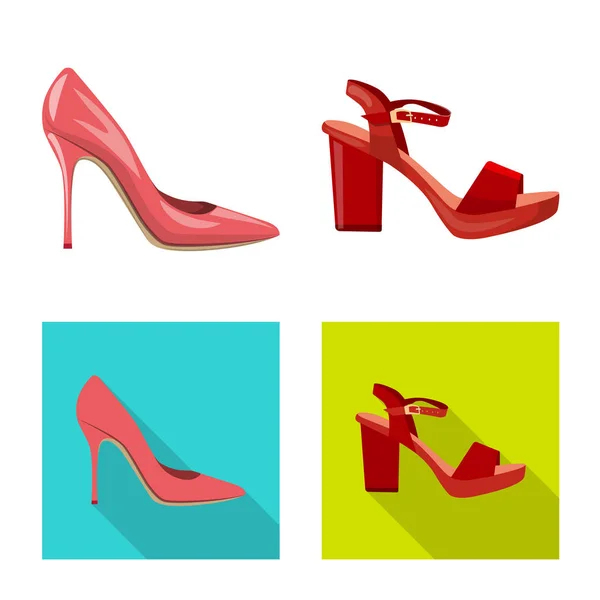 Objeto aislado de calzado y signo de mujer. Conjunto de calzado y pie símbolo de stock para web . — Archivo Imágenes Vectoriales