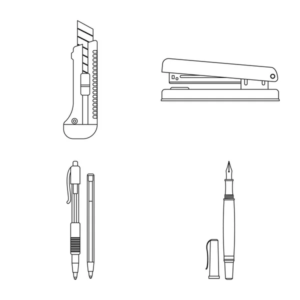 Isolado objeto de escritório e ícone de fornecimento. Conjunto de escritório e ilustração do vetor de estoque da escola . —  Vetores de Stock