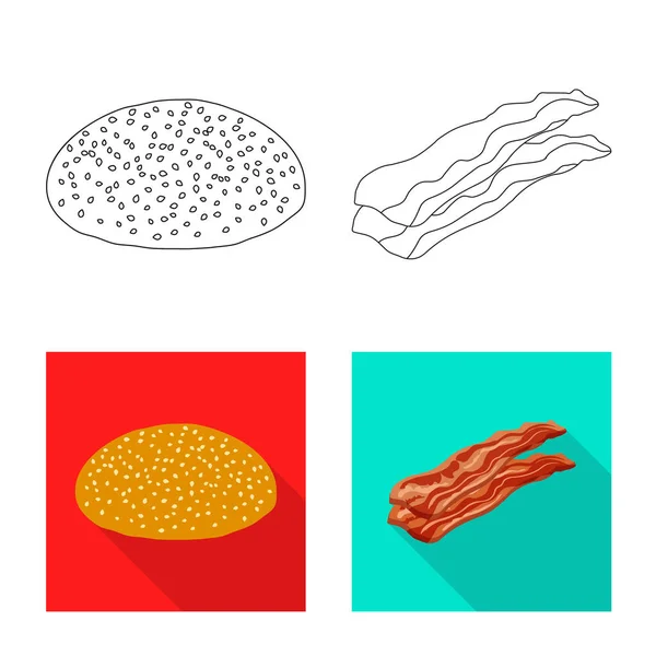 Ilustración vectorial de hamburguesa y signo sándwich. Juego de hamburguesas y rebanadas para web . — Vector de stock