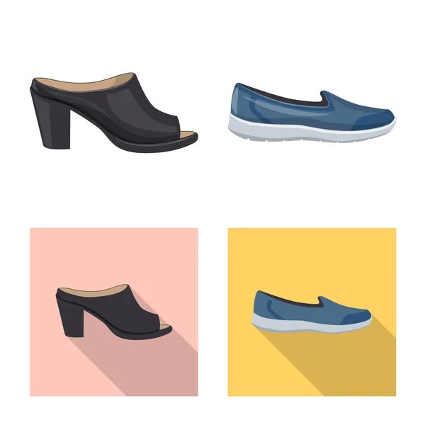 Design vettoriale delle calzature e logo donna. Set di calzature e icona vettoriale del piede per stock . — Vettoriale Stock