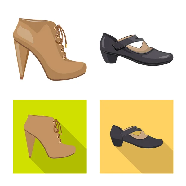 Objeto isolado de calçado e ícone de mulher. Coleção de calçado e símbolo de estoque de pé de web . — Vetor de Stock