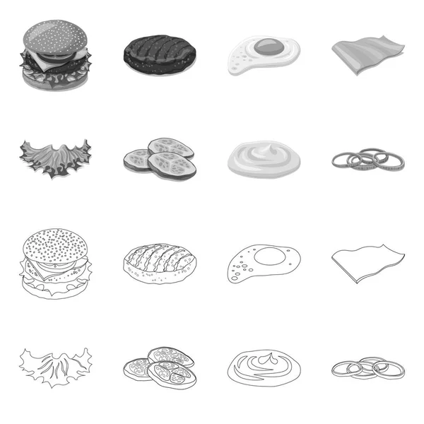 Ізольований об'єкт бургер і сендвіч значок. Колекція бургерів і зрізів Векторні значки на складі . — стоковий вектор