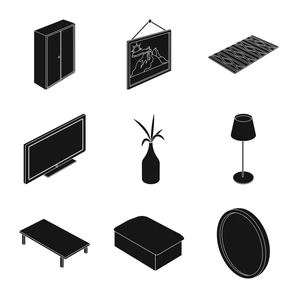 Objet isolé de chambre à coucher et icône de chambre. Ensemble de chambre à coucher et meubles stock symbole pour le web . — Image vectorielle