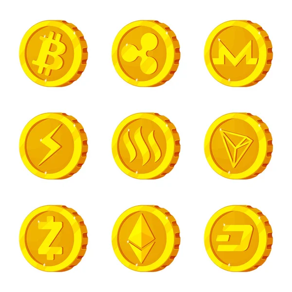 Objet isolé de crypto-monnaie et symbole de pièce de monnaie. Ensemble d'icône crypto-monnaie et crypto-vecteur pour stock . — Image vectorielle