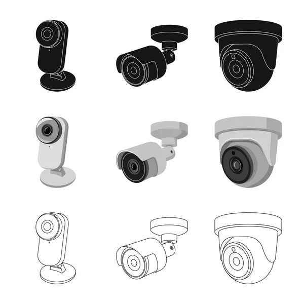 Ilustración vectorial de cctv e icono de la cámara. Colección de cctv y sistema de ilustración de vector de stock . — Archivo Imágenes Vectoriales