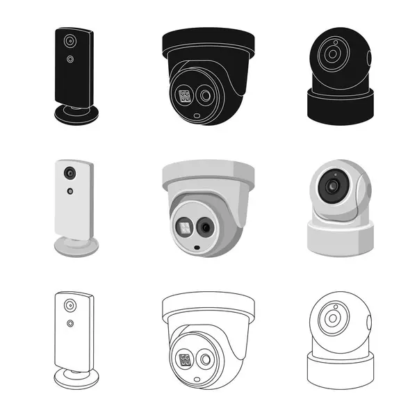 Ilustração vetorial de cctv e símbolo de câmera. Conjunto de cctv e sistema de ilustração do vetor estoque . —  Vetores de Stock