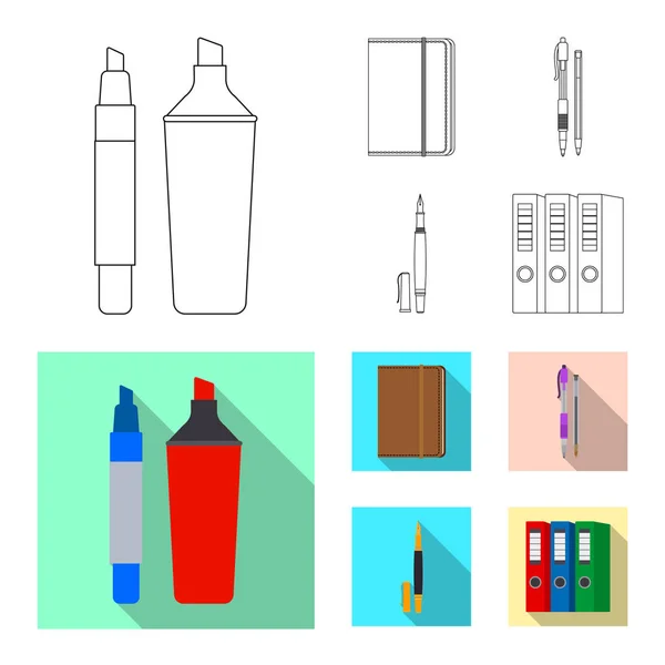 Vektor desain kantor dan tanda pasokan. Set dari kantor dan sekolah simbol saham untuk web . - Stok Vektor