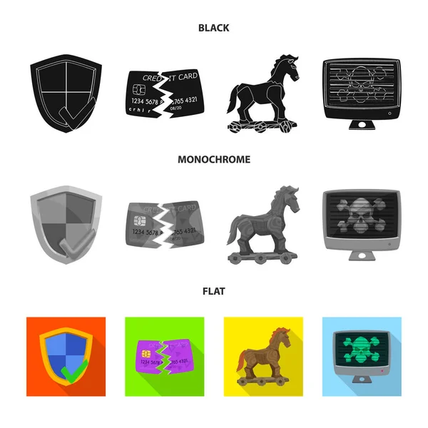 Vector Illustration Virus Secure Logo Set Virus Cyber Stock Symbol — Stock Vector