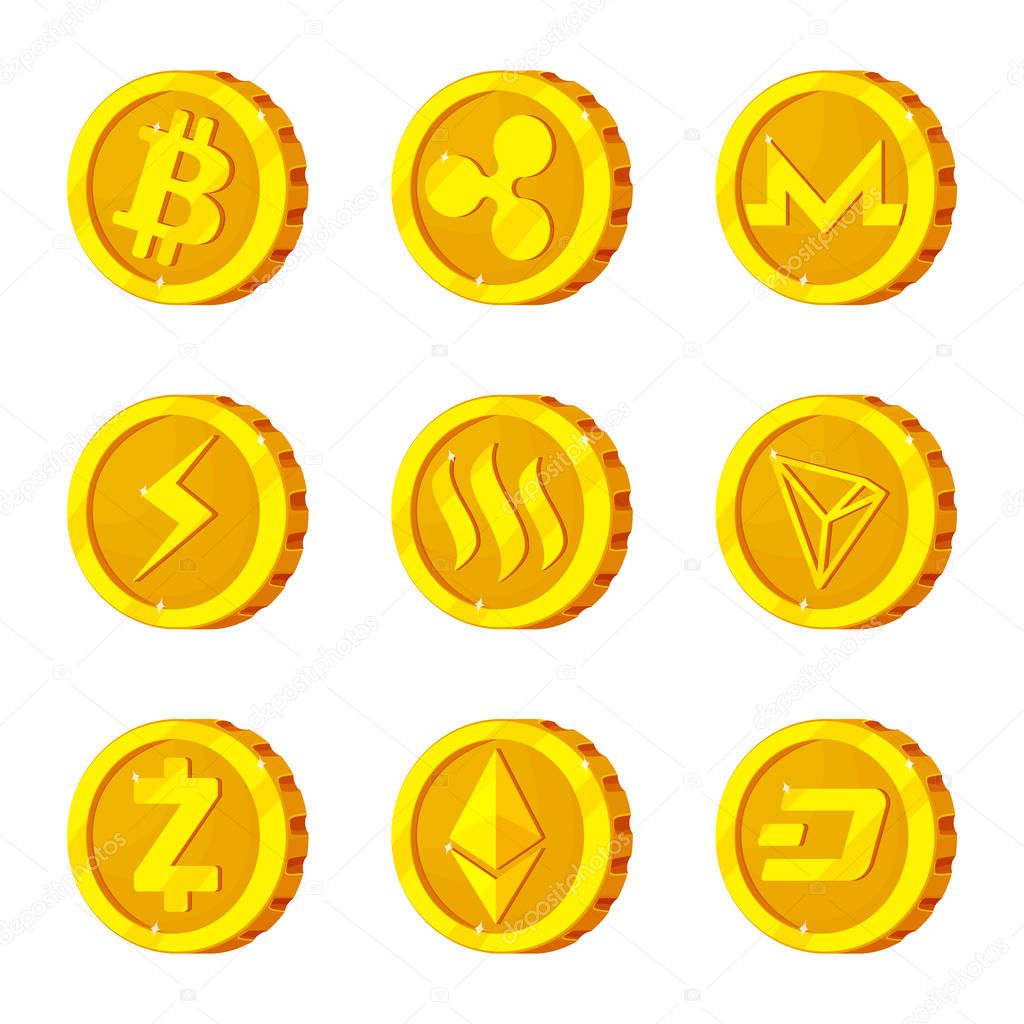 Vector design of cryptocurrency and coin sign. Collection of cryptocurrency and crypto stock symbol for web.