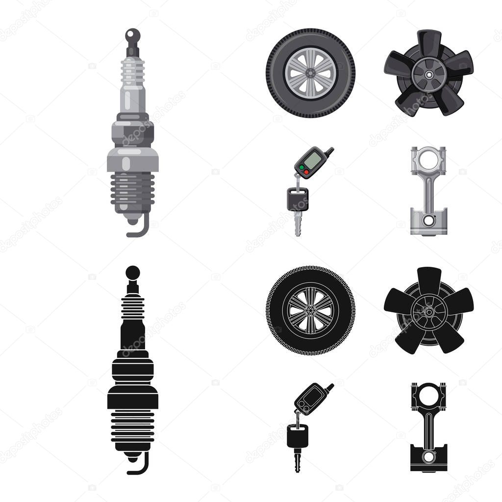 Vector illustration of auto and part logo. Set of auto and car vector icon for stock.