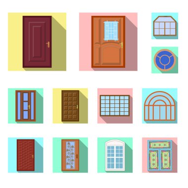 Kapı ve ön simge vektör tasarımı. Kapı ve ahşap hisse senedi simgesi için web topluluğu.