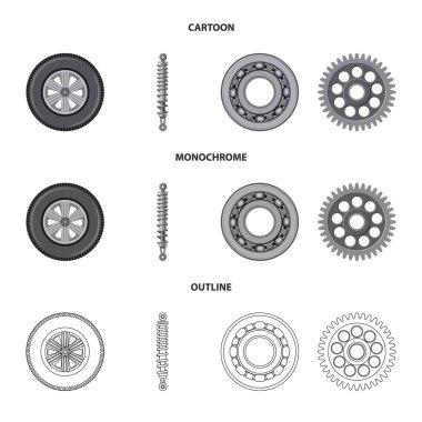 Auto illüstrasyon vektör ve işareti bölüm. Oto, araba hisse senedi vektör çizim topluluğu.