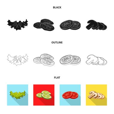 Burger ve sandviç simge vektör tasarımı. Burger ve dilim hisse senedi vektör çizim topluluğu.